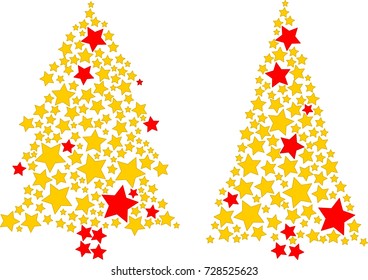 Vector Christmas trees with stars