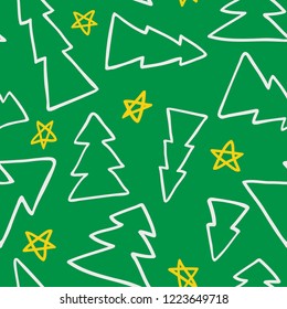 Vector Christmas trees with stars seamless pattern. great for scrapbooking, wallpaper, fabric and more.