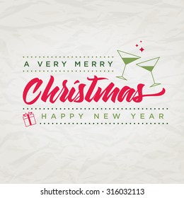Vector Christmas typographic greeting card design.