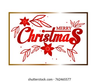 Vector Christmas typographical on red background with Gold glitter texture. Vector illustration for golden shimmer background. Xmas card. Vector Illustration