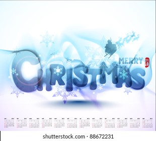 Vector Christmas Typography with 2012 Calendar