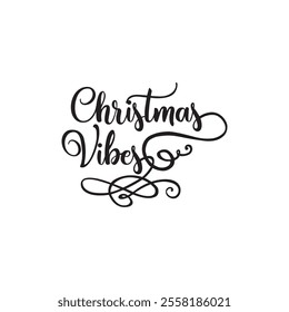 Vector Christmas Vibes Varsity Design Illustration. Christmas vibes - Text calligraphy inscription card design.    isolated on white background . vector illustration. EPS 10 AI