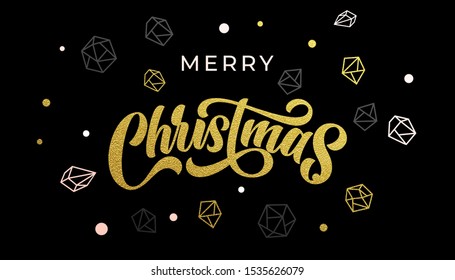 Patrón de invierno de navidad vectorial de adornos dorados y brillantes de cristal de plata en invierno. Caligrafía navideña con fondo decorativo para tarjeta de bienvenida