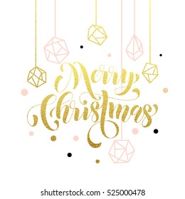 Patrón de invierno de navidad vectorial de adornos dorados y brillantes de cristal de plata en invierno. Caligrafía navideña con fondo decorativo para tarjeta de bienvenida