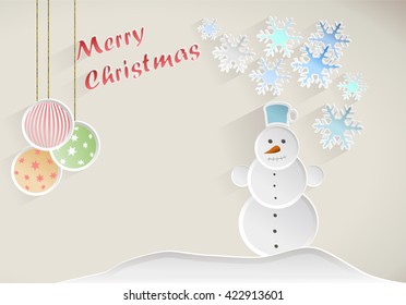 Vector Christmas wish with snowman, decorations and snowflakes on beige background. Christmas. Decorations. Winter. December. Gifts. Presents. Snowman. Snowflakes. Snow.