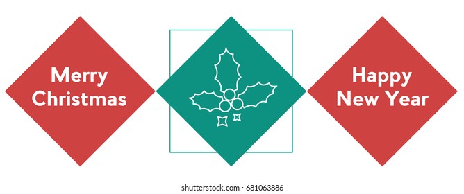 Vector christmas wishes banner with linear icon of 
mistletoe