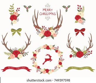 Vector of Christmas Wreath Antlers