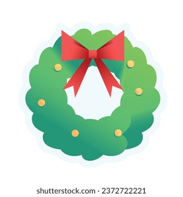 Vector Christmas Wreath Art Deco Retro Illustration Isolated
