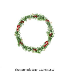 Vector christmas wreath. Beautiful frame for your design. Vector illustration.