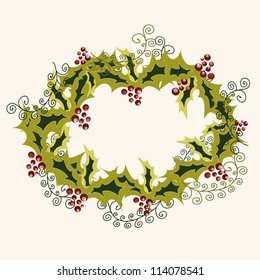 Vector Christmas wreath card template