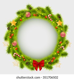 Vector christmas wreath with decorations