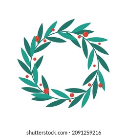 Vector christmas wreath. Flat vector illustration.