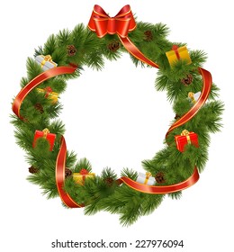 Vector Christmas Wreath with Gifts