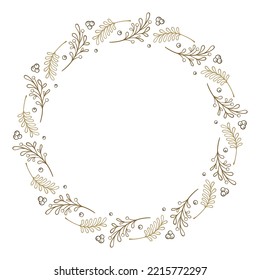 Vector Christmas wreath. Holiday holly and mistletoe frame.