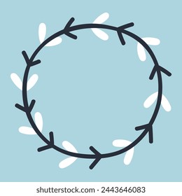 Vector christmas wreath for house decoration flat icon interior.