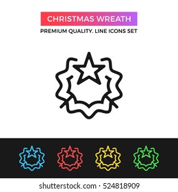 Vector Christmas wreath icon. Premium quality graphic design. Modern signs, outline symbols collection, simple thin line icons set for websites, web design, mobile app, infographics