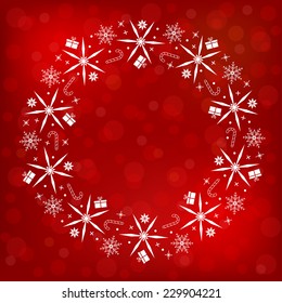 vector christmas wreath on bokeh background