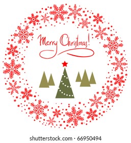 Vector Christmas Wreath with tree and red star