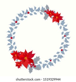 Vector Christmas wreath.Round frame for festive season design, advertisement, greeting cards, invitation, posters.