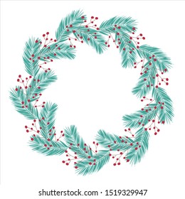 Vector Christmas wreath.Round frame for festive season design, advertisement, greeting cards, invitation, posters.