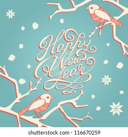 Vector Christmas/New Year card design with calligraphic text