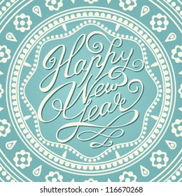 Vector Christmas/New Year card design with calligraphic text