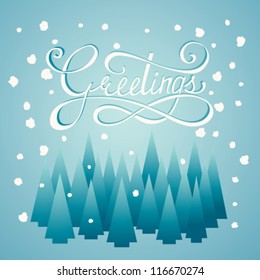 Vector Christmas/New Year card design with calligraphic text