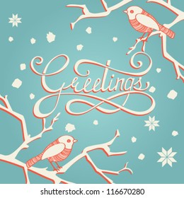 Vector Christmas/New Year card design with calligraphic text