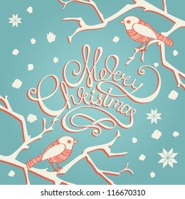 Vector Christmas/New Year card design with calligraphic text