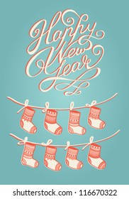 Vector Christmas/New Year card design with calligraphic text