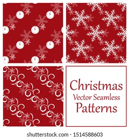 vector Christmass seamless patterns set. Elements for your holiday's design. Eps10