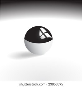 Vector chrome ball with reflection.