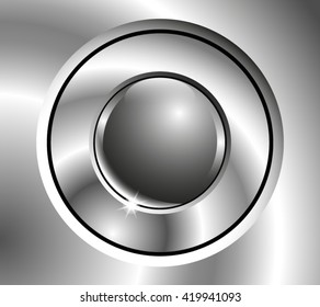 Vector Chrome Button With Sphere In Center.