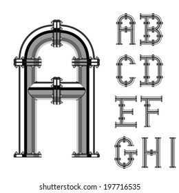 Vector Chrome Pipe Alphabet Letters Part 1 