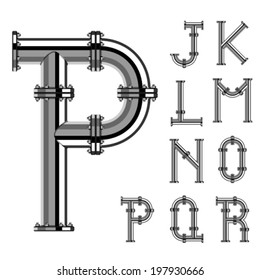 Vector Chrome Pipe Alphabet Letters Part 2