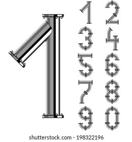 Vector Chrome Pipe Alphabet Numbers