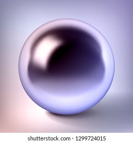 Vector chrome sphere, glossy metal ball, pearl color, surround the silver object for you project design