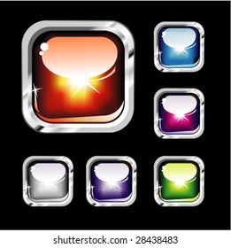 VECTOR Chromed and Glossy set of Colorful Buttons
