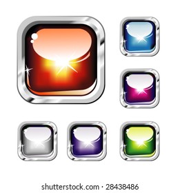 VECTOR Chromed and Glossy set of Colorful Buttons