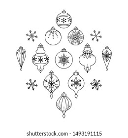 Vector chrsitmas ball collection with different styles elegant illustration