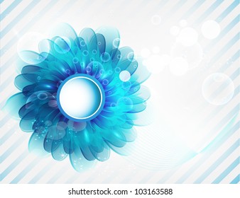 Vector chrysanthemum blue flower vector card. abstract