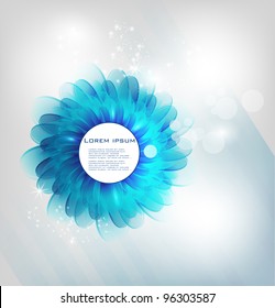 Vector chrysanthemum blue flower vector card.  abstract