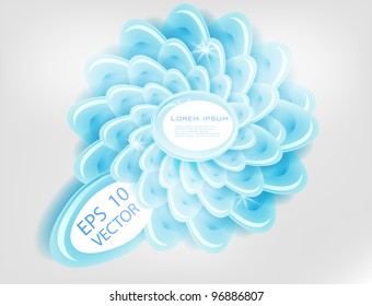 Vector chrysanthemum blue flower vector card and drop