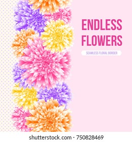 Vector chrysanthemum floral background. Aster flower vector illustration. Wedding background design. Floral frame.