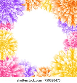 Vector chrysanthemum floral background. Aster flower vector illustration. Wedding background design. Floral frame.