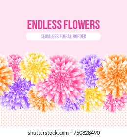 Vector chrysanthemum floral background. Aster flower vector illustration. Wedding background design. Floral frame.