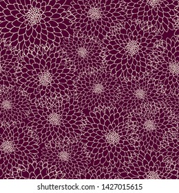 Vector chrysanthemum. Seamless pattern of golden-daisy flowers.  Monochrome template for floral decoration, fabric design, packaging or clothing.