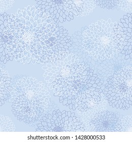 Crisantemo vectorial. Patrón sin inconvenientes de flores de margarita dorada.  Plantilla monocroma para decoración floral, diseño de tela, embalaje o ropa. Fondo azul