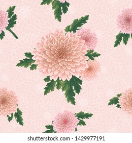 Vector chrysanthemum. Seamless pattern of golden-daisy flowers.  Template for floral decoration, fabric design, packaging or clothing.