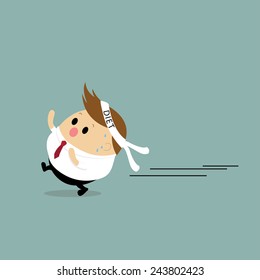 Vector of Chubby Businessman running for diet
